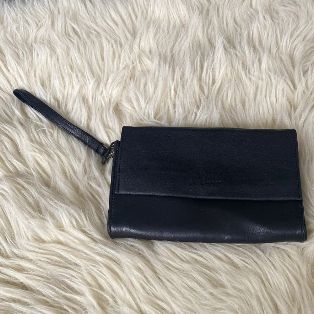 Elegant Black Quality Leather 2-in-One Clutch Wallet NWT